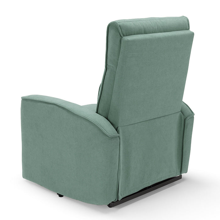 Poltrona relax manuale Londra, reclinabile manualmente, 3 diverse posizioni, design moderno, seduta ergonomica, tessuto idrorepellente, colore Salvia