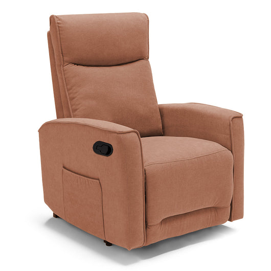 Poltrona relax manuale Londra, reclinabile manualmente, 3 diverse posizioni, design moderno, seduta ergonomica, tessuto idrorepellente, colore Terra