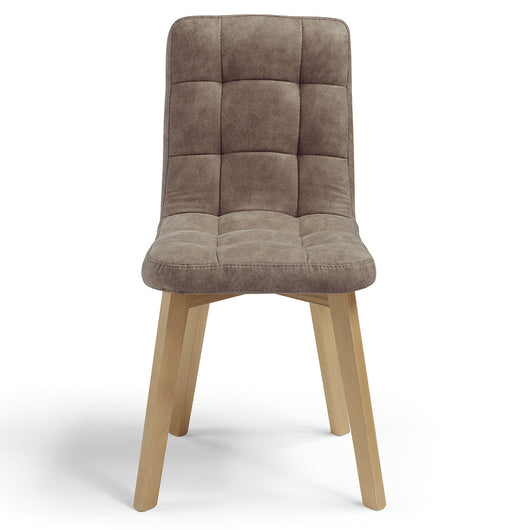 Sedia Imbottita LORY, struttura robusta in legno, ideale per sala da pranzo, soggiorno, ufficio, sale d'attesa, tessuto trapuntato a quadri colore Moka Vintage, Design moderno
