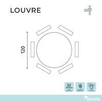 Tavolo da pranzo fisso in vetro temperato con gambe grigio cromato Louvre 120x120 cm fino a 6 posti | Duzzle