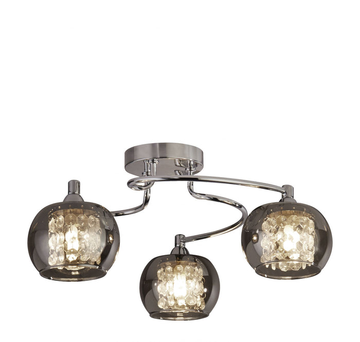 Lovell 3Lt Flush - Metallo cromato, vetro fumé e cristallo