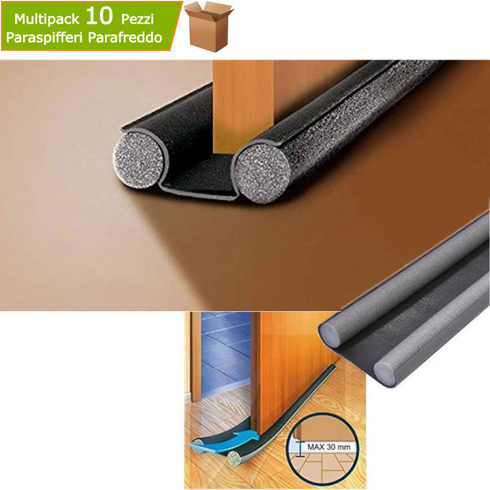 Multipack 10 pezzi parafreddo paraspifferi sottoporta in polietilene lunghezza cm 95 antracite