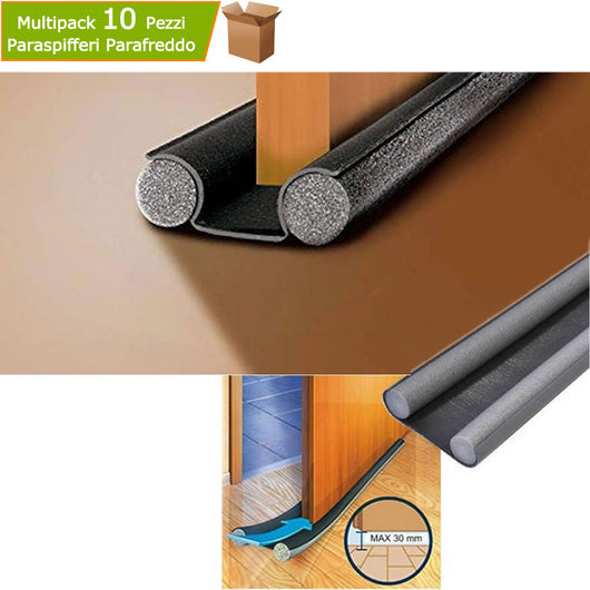 Multipack 10 pezzi parafreddo paraspifferi sottoporta in polietilene lunghezza cm 95 antracite