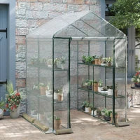 Serra da Giardino Esterno in PVC Trasparente, Serra da Balcone con Scaffali per Piante Orto 1.43 x 1.43 x 1.95m