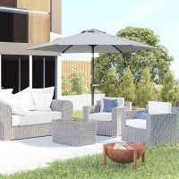 Ombrellone da Giardino Inclinabile 2.3x2m con Apertura a Manovella e 6 Stecche, Grigio