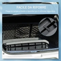 Rampa per Cani in Plastica PP, per Bagagliaio Inferiore a 75 cm, 155x39x14 cm, Nero