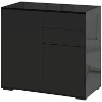 Armadio Contenitore con 2 Cassetti, 2 Ante, con Sistema di Sicurezza Anti-Ribaltamento, per Soggiorno e Camera da Letto, 79 x 36 x 74 cm, Nero
