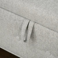 Panca Baule 2 in 1 in Tessuto Effetto Lino con Gambe in Legno, 146,5 x 49 x 72 cm, Grigio