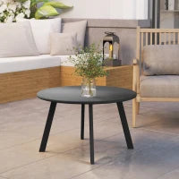Tavolino da Giardino Rotondo in stile Industriale con Piedini Antiscivolo, in Metallo, Ø70x42 cm, Nero