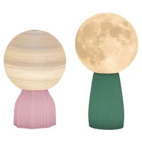 Set di Lampade da Tavolo in Stile Planetario di , a Tre Colori, USB, in Plastica, Bianco