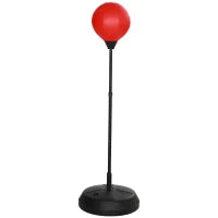 HOMCOM Punching Ball da Terra per Bambini da 5-10 Anni con Guantoni e Altezza Regolabile, Rosso