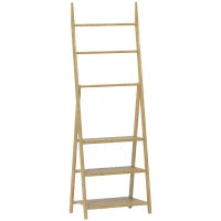 Scaffale Bagno 3 Ripiani con Porta Asciugamani a 3 Barre, Autoportante e Pieghevole in Legno di Bambù