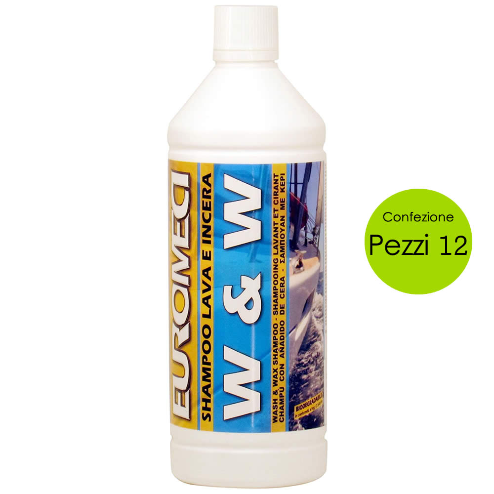 Euromeci w&w shampoo lava ed incera whash & wax confezione da 12 pezzi da 1 litro