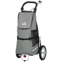 3-in-1 Carrello della Spesa, Rimorchio per Biciclette, Carriola, 53 x 43 x 110cm, Grigio e Argento