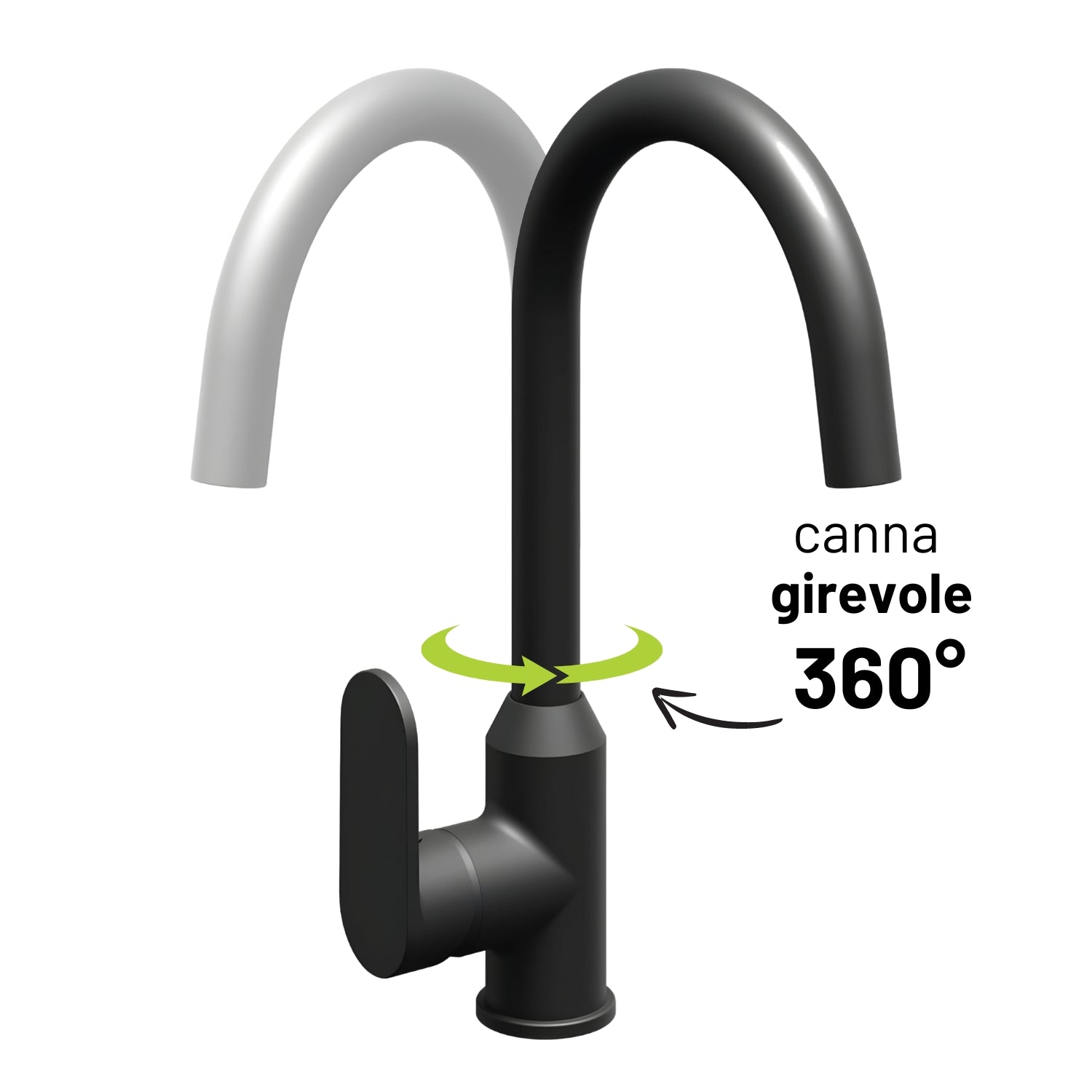 Miscelatore monocomando lavello cucina canna orientabile sofia installazione rapida *** finitura- nero opaco, confezi...