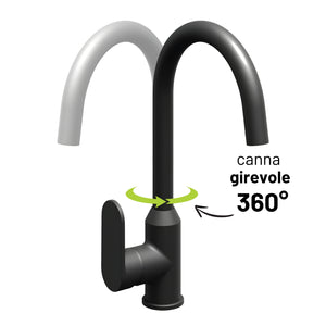 Miscelatore monocomando lavello cucina canna orientabile sofia installazione rapida *** finitura- nero opaco, confezi...