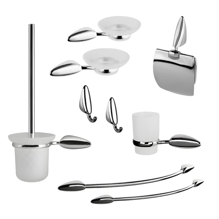 Set 9 pezzi accessori da bagno odissea acciaio cromato dal design moderno