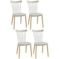Set di 4 Sedie in Stile Scandinavo con Schienale Alto, Seduta in Polipropilene, Gambe in Faggio, 48 x 52,5 x 83 cm, Grigio