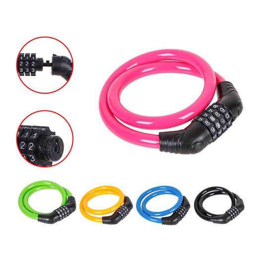 Lucchetto Bici Combinazione 4 Cifre 11X600mm Per Bicicletta Monopattino Colore Assortito