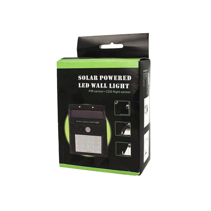Luce Led COB Da Parete Con Pannello Solare Sensore Movimento e Crepuscolare 0,65W IP65 Nero Esterno per Giardino