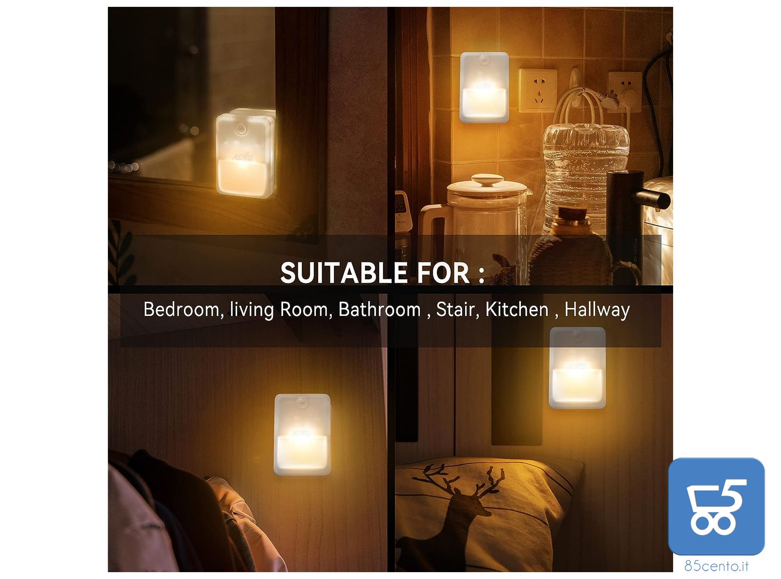 Luce Notturna LED Sottopensile con Sensore Movimento 4 Pezzi per Interni Colore Rosa