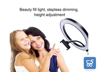 Luce ad Anello Ring Light con Mini Treppiede Supporto Smartphone Dimmerabile Diametro 20 cm USB