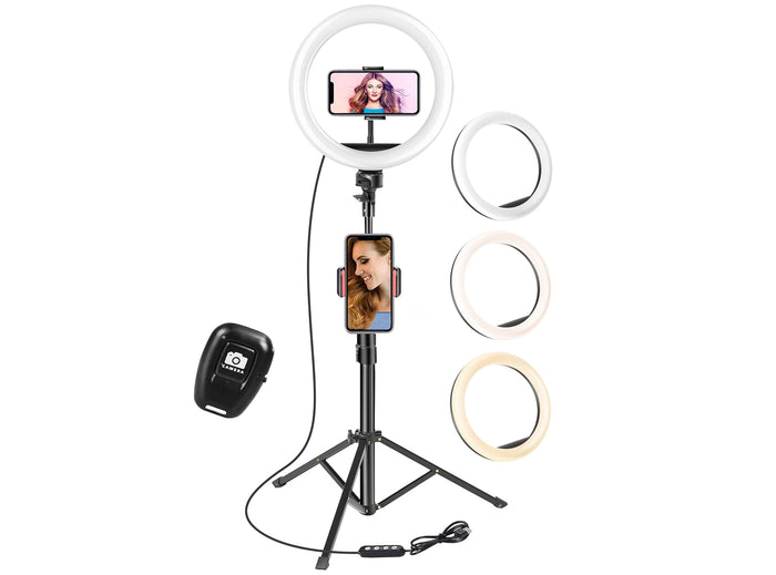 Luce per Selfie Staffa Triangolare Luce ad Anello LED da 3 Modalità di Illuminazione con 10 Luminosità per Trucco Fotografia Video