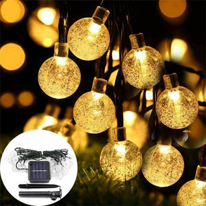 Luci Di Natale Catena 60 LED TUBO ad Energia Solare 11 mt luce Calda QP11M60