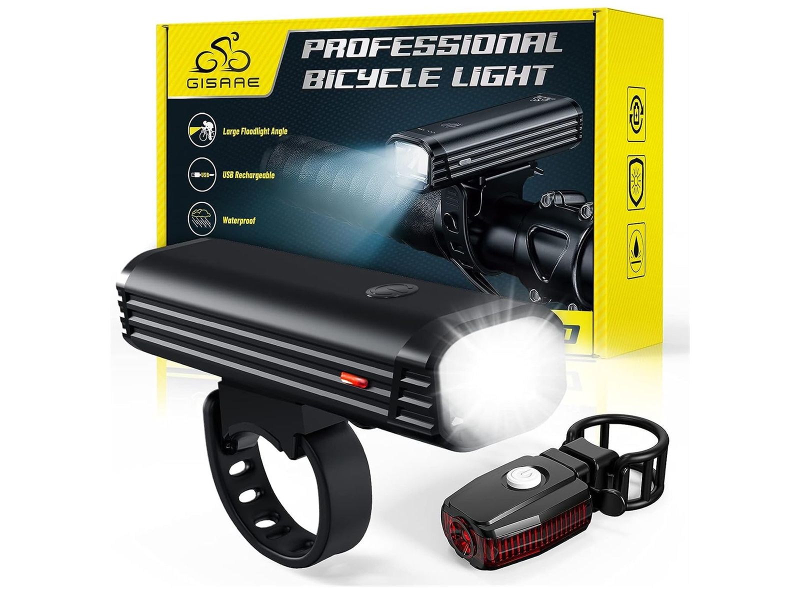 Luci LED per Bicicletta Anteriori e Posteriori Gisaee Impermeabili e Ricaricabili Tramite USB-C IPX5