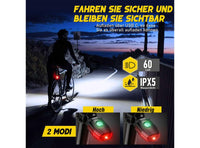 Luci LED per Bicicletta Anteriori e Posteriori Gisaee Impermeabili e Ricaricabili Tramite USB-C IPX5