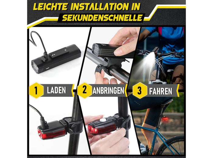 Luci LED per Bicicletta Anteriori e Posteriori Gisaee Impermeabili e Ricaricabili Tramite USB-C IPX5