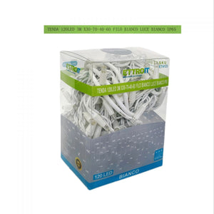 Luci Natale Tenda Natalizia Luminosa 120 LED Reflex 3 Metri  Filo Bianco Luce Bianco IP65 raccordabile IP65 ET4123