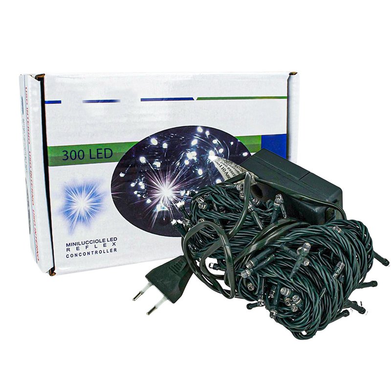Luci Per Natale Catena 300 Led 24M Colore Blu IP44 Lucciole Per Decorazione Natalizie Con Filo Verde