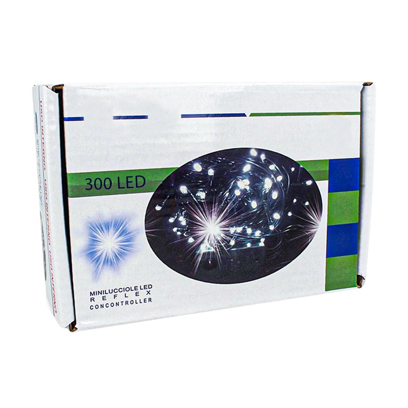 Luci Per Natale Catena 300 Led 24M Colore Blu IP44 Lucciole Per Decorazione Natalizie Con Filo Verde