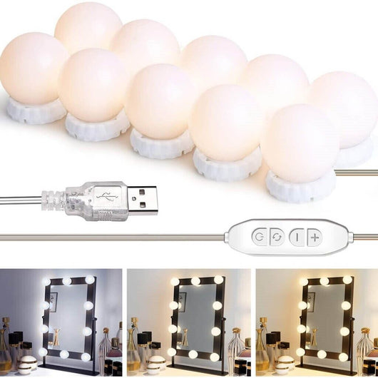 Luci da specchio trucco stile Hollywood lampadine led dimmerabili - set 10PZ