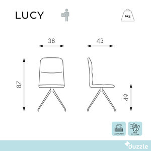 Lucy, Set di 2 sedie in tessuto Marrone (43cm X 38cm H. 86.5cm) | Duzzle