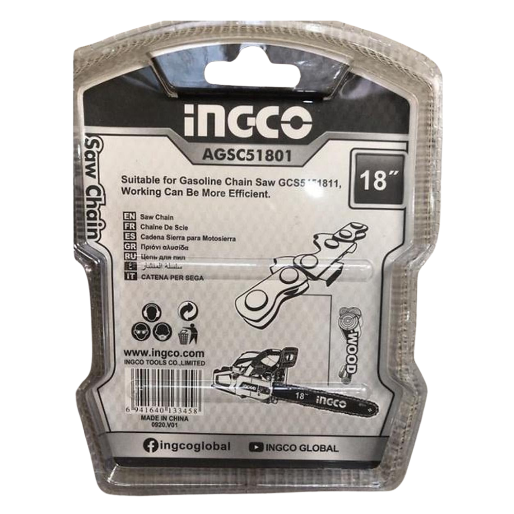 Catena ricambio 18 pollici per motosega 45cm 46cc gcs5451811 ingco accessorio
