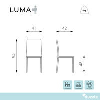 Luma, Set di 4 sedie in similcuoio Capuccino (42cm X 41cm H. 95cm) | Duzzle