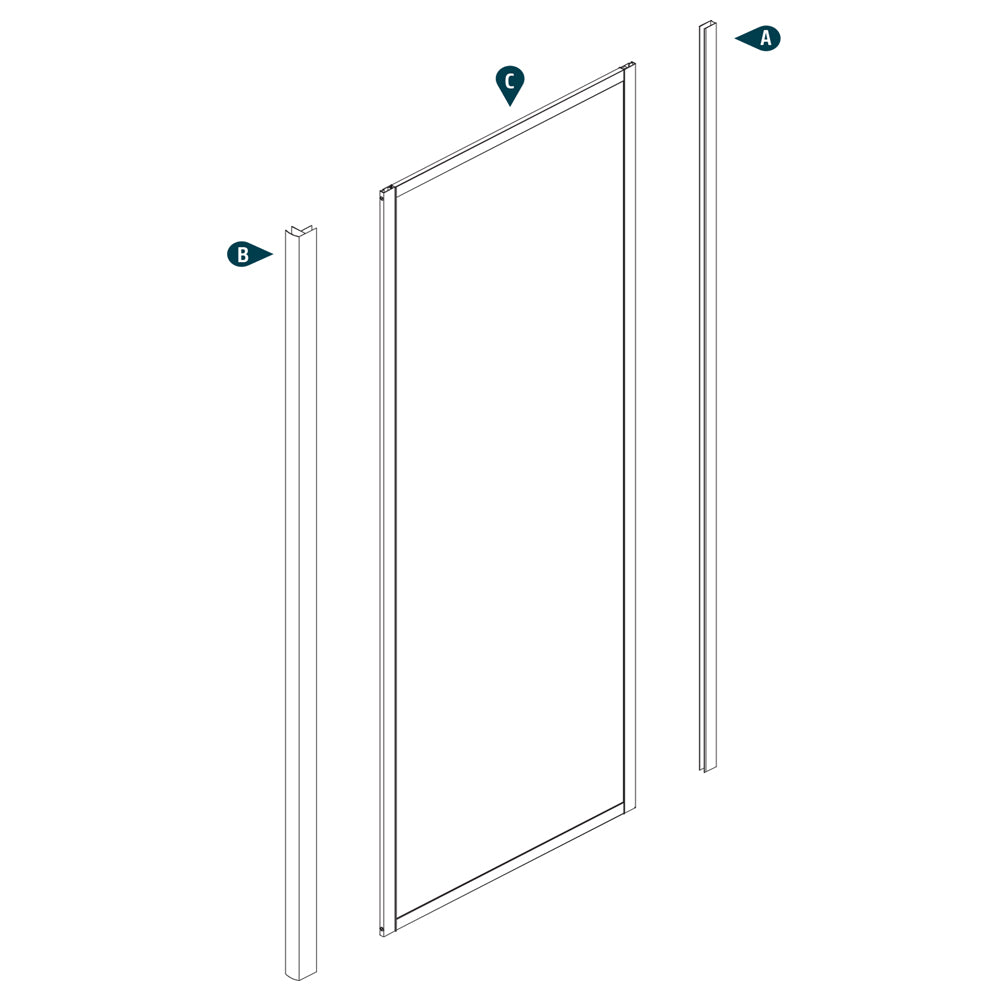 Ogomondo lato fisso per box doccia slide cristallo temprato bianco *** misure 78-80,5xh185 cm serigrafato, confezione 1