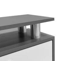 Mobile Appendiabiti da Ingresso a Parete con Specchio, 2 Pannelli a Muro, Mensola e Scarpiera, Grigio e Bianco