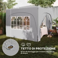 Gazebo da Giardino 3x3m Pieghevole con Altezza Regolabile, Protezione UPF50+ e Borsa, Grigio Chiaro