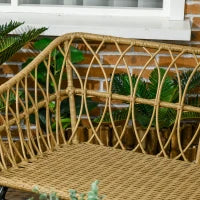 Salotto da Giardino da 4 Pezzi con Divano da 2 Posti, 2 Poltrone, 1 Tavolino, in Resina Intrecciata, Sabbia e Crema