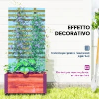 Fioriera con Traliccio per Rampicanti e Rotelle, in Legno di Abete, 65x31x147 cm, Marrone