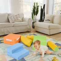 Set di 6 grandi blocchi per giocare e arrampicarsi, giocattolo educativo per bambini con scala e scivolo, Multicolore