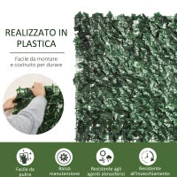 Rotolo di Siepe Artificiale per Balcone e Giardino in PE Anti-UV, Siepe Finta con Foglie Verde Scuro 300x100cm