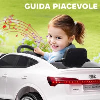 Macchina Elettrica per Bambini 12V con Telecomando, Velocità 3-8km/h, Luci e Musica, Età 3-5 Anni, Bianco