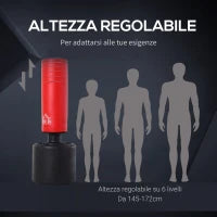 Sacco da Boxe da Terra Pesante con Altezza Regolabile (145-172cm) , Sacco da Boxe Pieno Base da Riempire con Acqua (100kg) Sabbia (120kg)