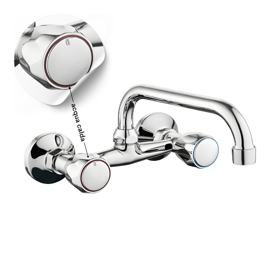 Rubinetto a muro up canna alta in ottone cucina con erogazione orientabile *** confezione 1