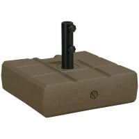 Base per Ombrellone da Giardino Riempibile con Maniglia in HDPE e Acciaio, 49x49x36.5 cm, Marrone
