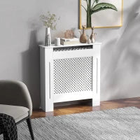 Copritermosifone Moderno a Griglia in MDF per Casa e Ufficio, 78x82x19 cm, Bianco